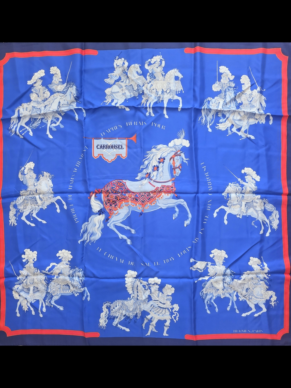 Auth Hermes Carousel Horse Silk Scarf